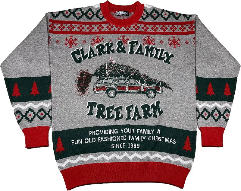 boucle-canvas pullover sweater cozy -Clark & Family Tree Farm Christmas Vacation Knitted Sweater