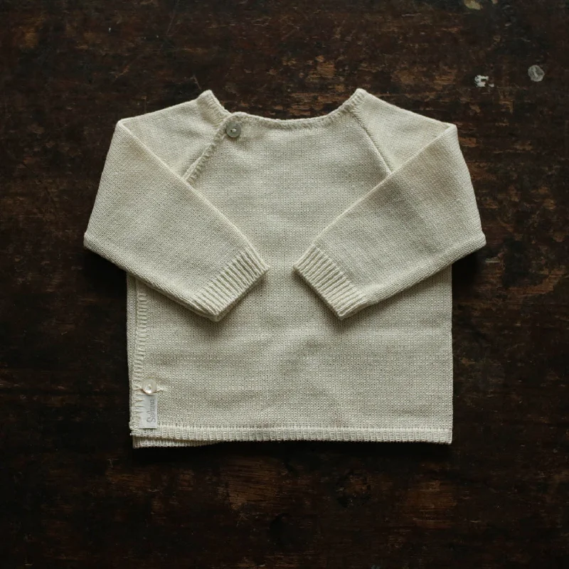 hemp-canvas cardigan eco -Baby Bourette Silk Side Close Cardigan - Natural