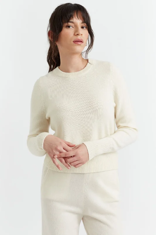 short pullover sweater urban chic -Cream Cashmere Cropped Sweater