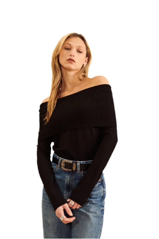 pullover sweater with agate studs -Damon Sweater I Black