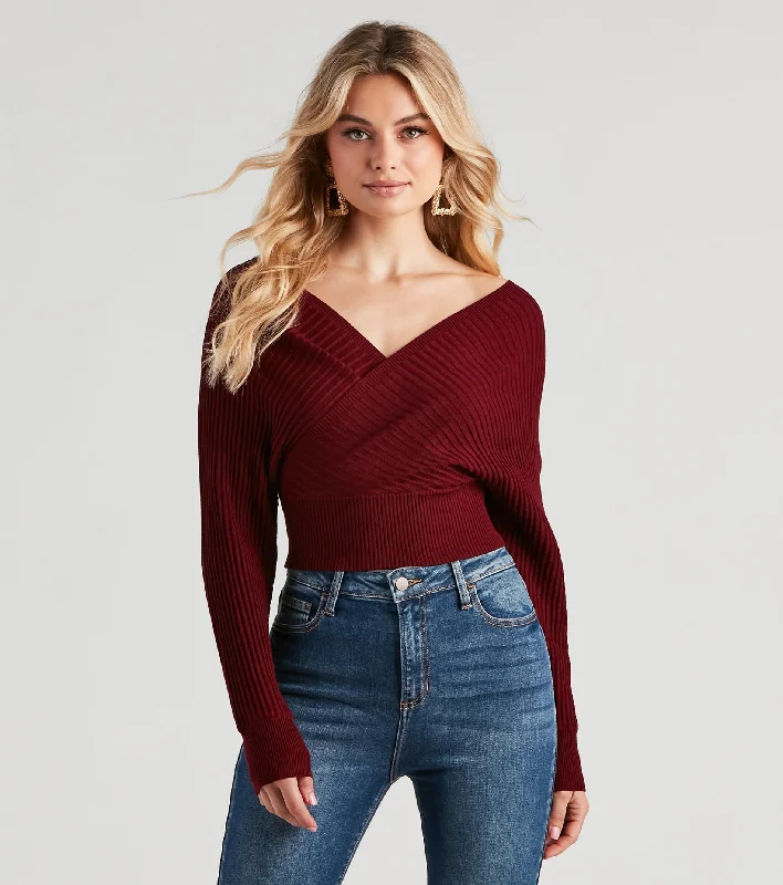 long pullover sweater urban chic -Doll It Up Open Back Ribbed Sweater