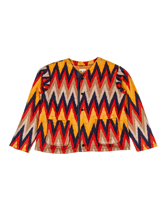 long cardigan desert trek -Engineered Garments Knit Cardigan Red/Navy Ikat Knit