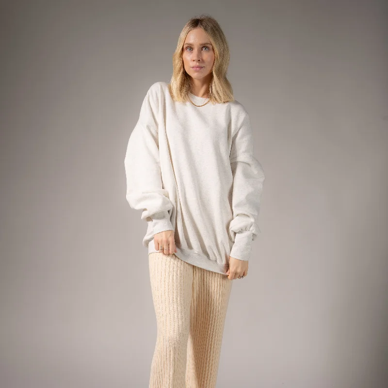 pullover sweater with lattice cuffs -Essentials - Jump Jumper - Pebble Heather