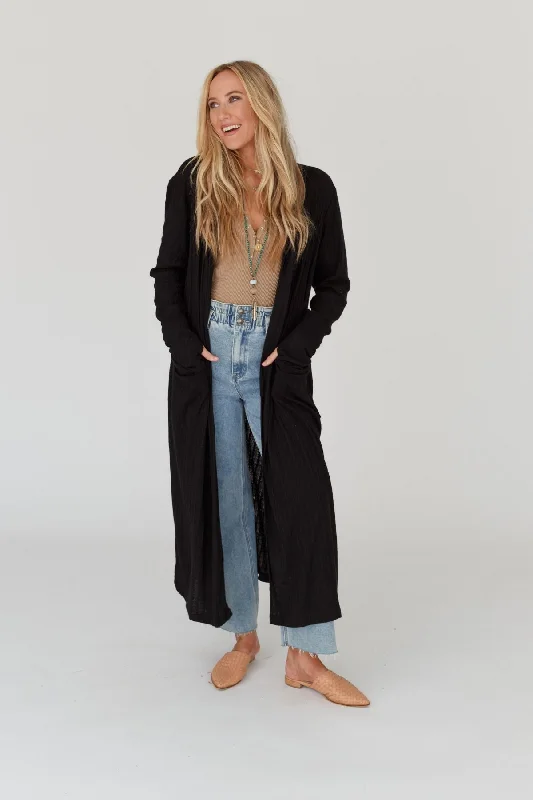 velvet-tweed cardigan plush -The Nest Finishing Touch Duster Cardigan - Black