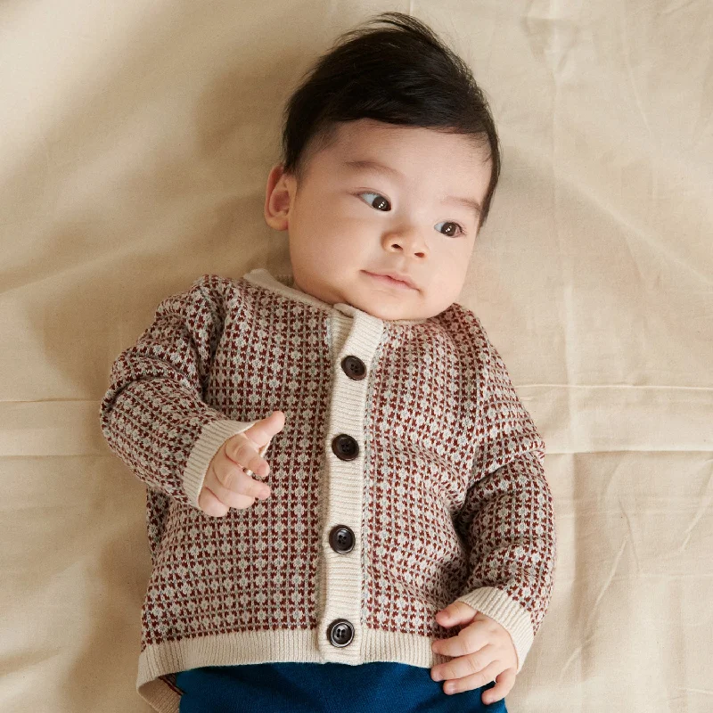 ombre-tweed cardigan soft fade -Baby Merino Wool Nordic Cardigan - Ecru/Clay/Misty Green