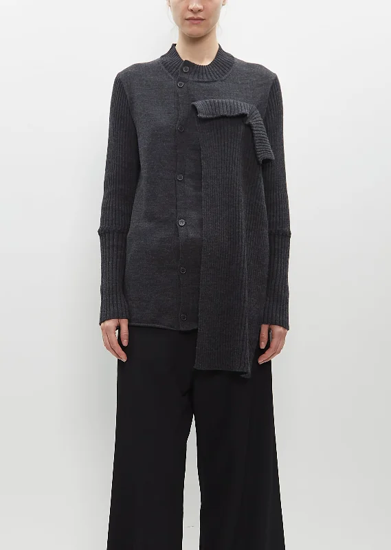 cardigan with twisted hem -Front Drape Cloth Cardigan