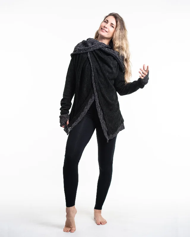 long cardigan camp layer -Hooded Shawl Cardigan in Black