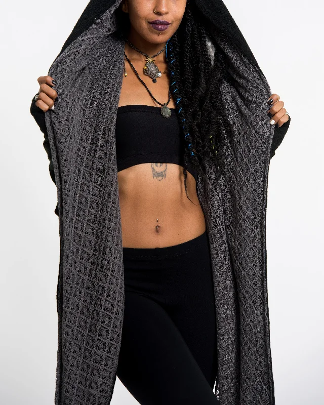 cardigan women soft smoke -Hoodie Shawl Cardigan in Black