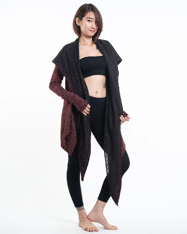 clove cardigan rich glow -Hoodie Shawl Cardigan in Maroon