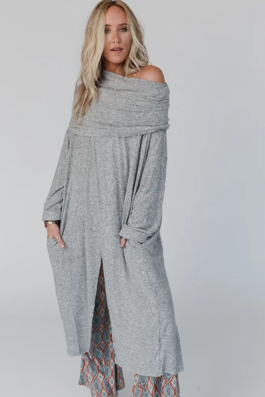 burlap-tweed cardigan rustic -In Your Dreams Maxi Cardigan - Heather Gray