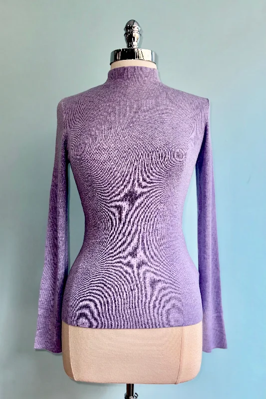 pullover sweater teens cosmic cedar -Lavender Ribbed Mock Neck Sweater by Compania Fantastica