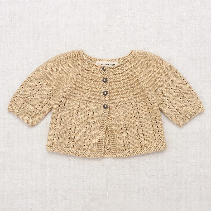 cardigan with agate clasps -Baby Hand Knit Merino Wool Pram Cardigan - Alabaster