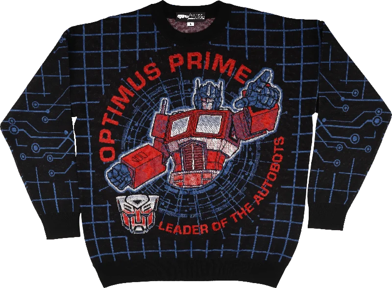 cotton-tweed pullover sweater soft -Optimus Prime Leader Of The Autobots Transformers Knitted Sweater