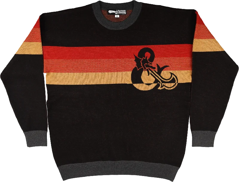 pullover sweater with twisted hem -Retro Stripes Dungeons & Dragons Knitted Sweater