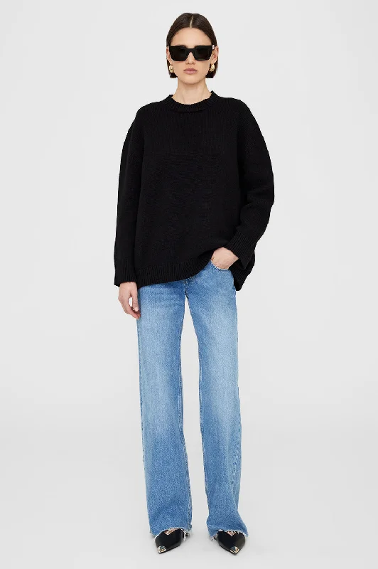 cotton-tweed pullover sweater soft -Rosie Sweater - Black