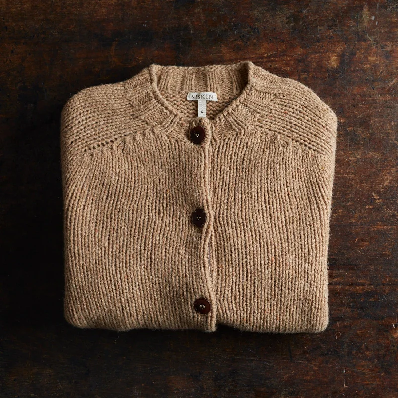 cardigan men ridge weave -Womens Coast Cardigan - Donegal Wool - Sand