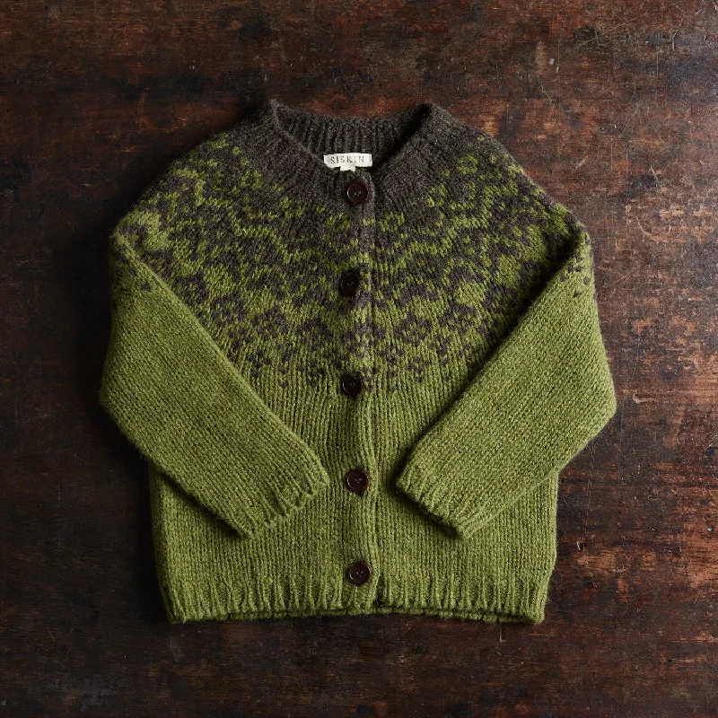 cardigan with twisted cuffs -Fauna Cardigan - Lambswool - Juniper