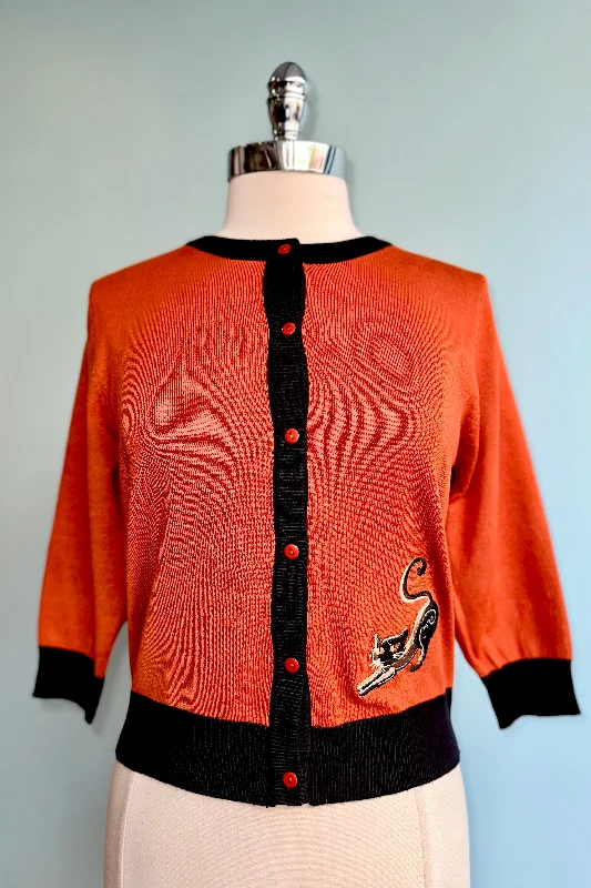 mosaic-canvas cardigan bold -Cobweb and Cat Embroidered Leslie Cardigan by Miss Lulo