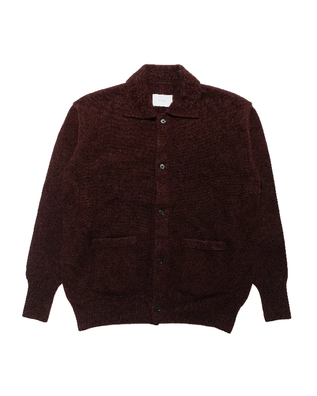 basalt cardigan dark shine -ssstein Fine Alpaca Knit Collared Cardigan Dark Brown