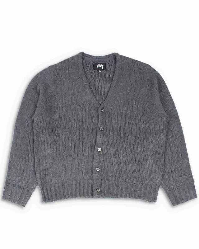 burlap-canvas cardigan rustic -Stüssy Brushed Cardigan Charcoal