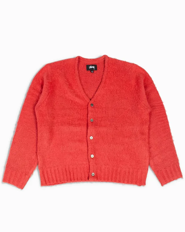 cotton-tweed cardigan soft -Stüssy Brushed Cardigan Red