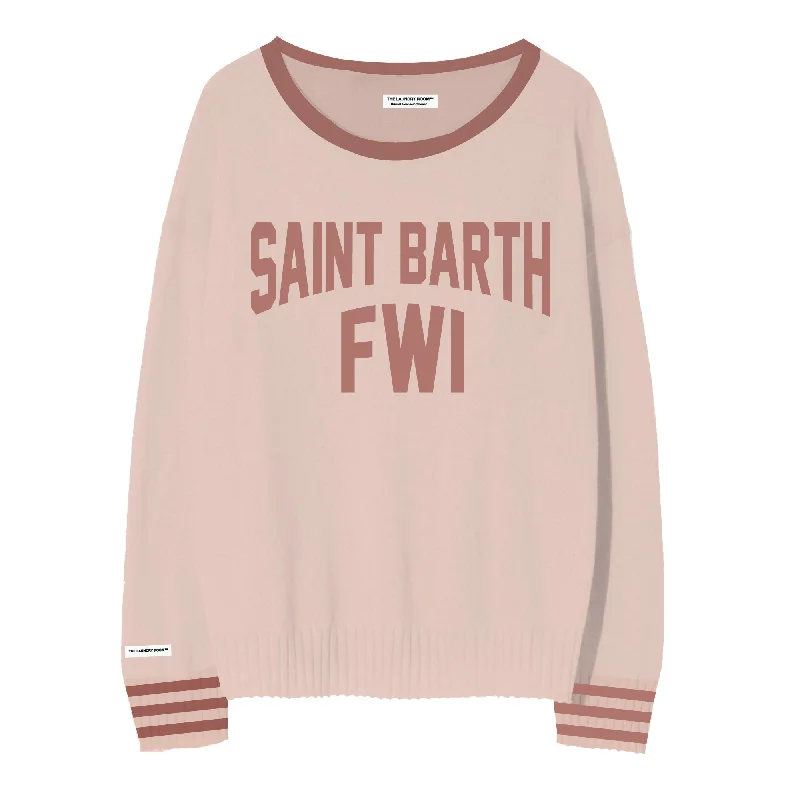 pullover sweater with bead studs -Saint Barth FWI - Cashmere Sweater - Blush Pink