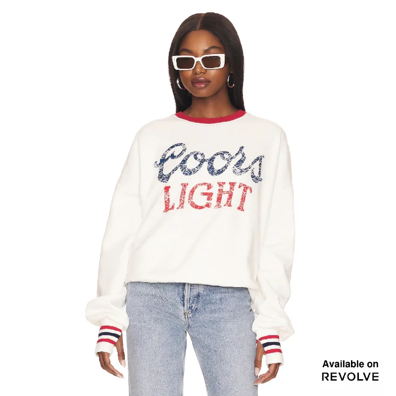 chevron-tweed pullover sweater dynamic -Coors Light 1980 - Jump Jumper - White & Red