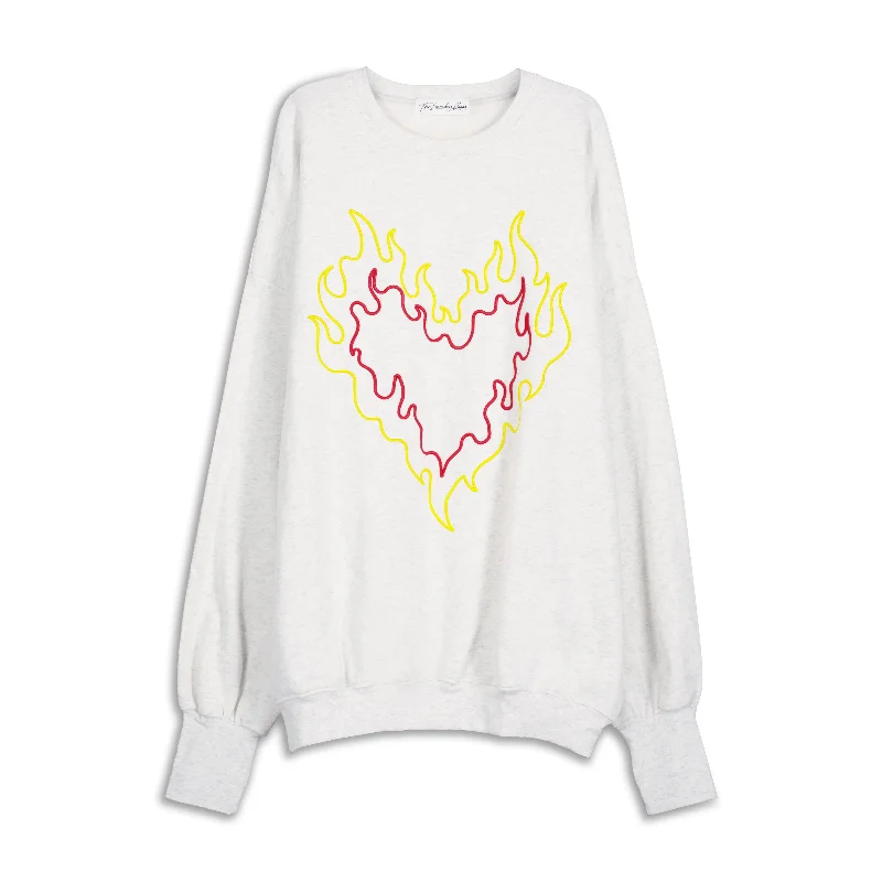 pullover sweater with lattice hem -Burn Heart - Jump Jumper - Pebble Heather