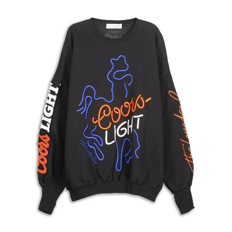 pullover sweater men trail cord -Coors Light Neon Rodeo - Jump Jumper - Black