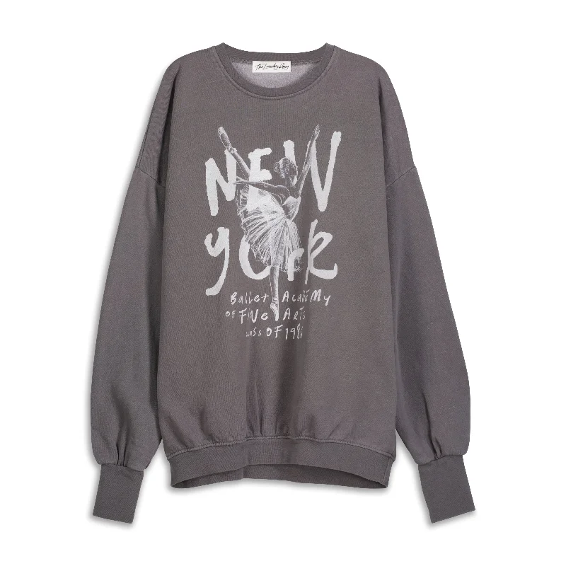 pullover sweater with shell logos -New York Ballet Academy - Jump Jumper - Gravity Grey