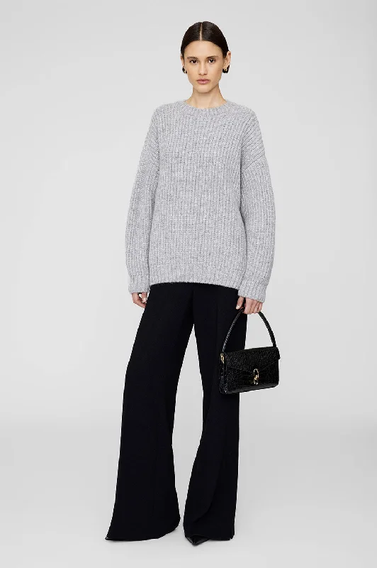 cropped pullover sweater desert roam -Sydney Crew Sweater - Light Heather Grey