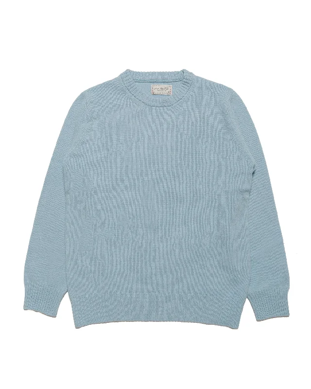 pullover sweater kids lunar meadow -The Real McCoy's MC21114 Wool Crewneck Sweater Light Blue