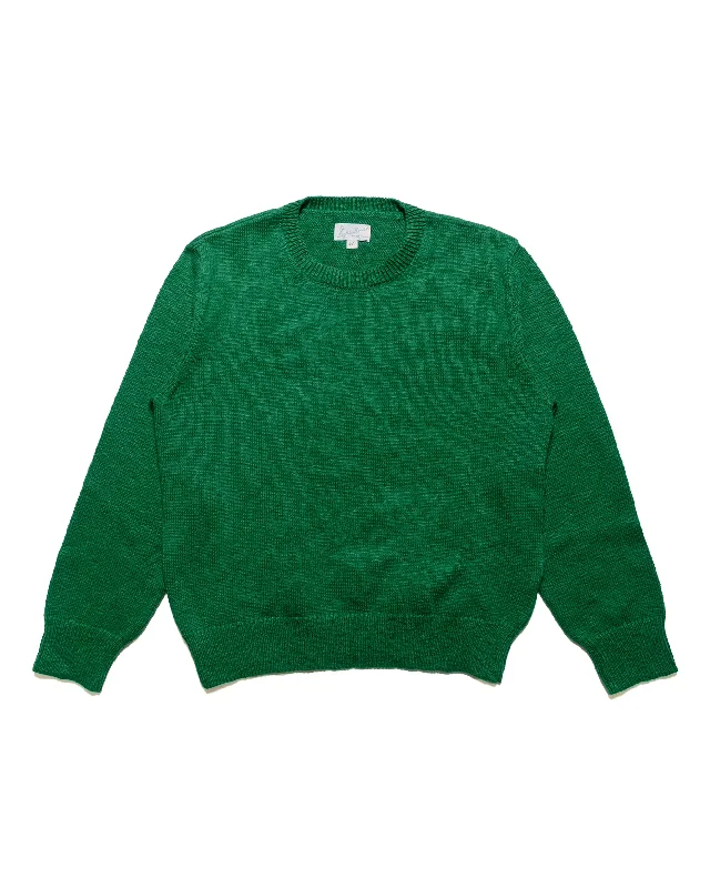 wool-tweed pullover sweater warm -The Real McCoy's MC23014 Cotton Crewneck Sweater Green