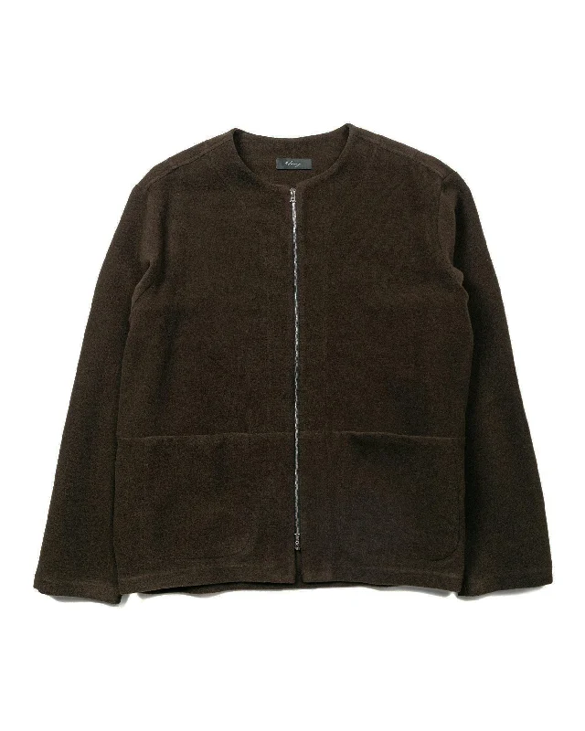 cardigan men trail cord -Wanze Zip Cardigan Wool Brown