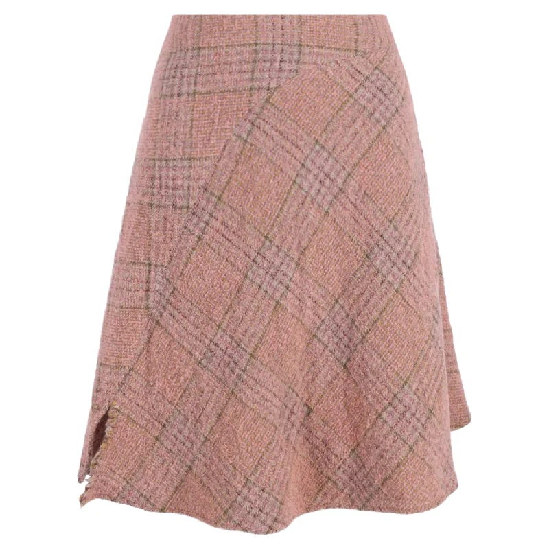 celery vivid skirts -Acne Studios A-Line Plaid Skirt in Pink Wool