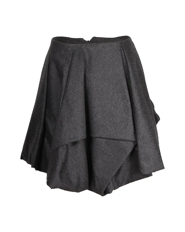 chevron flare skirts -Alexander McQueen Draped Mini Skirt in Gray Wool