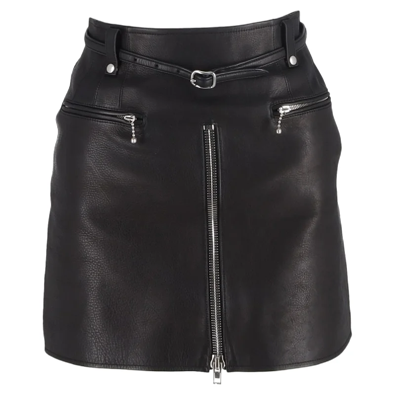 petite calm skirts -Alexander Wang Zipped Mini Skirt in Black Leather