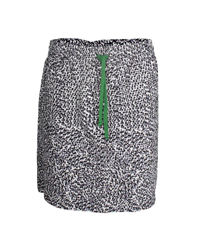 taupe calm skirts -Celine Polka Dot Drawstring Mini Skirt in Grey Silk