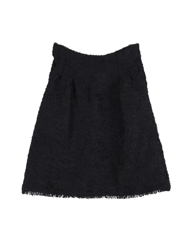 teen flare skirts -Christian Dior A-Line Skirt in Black Wool