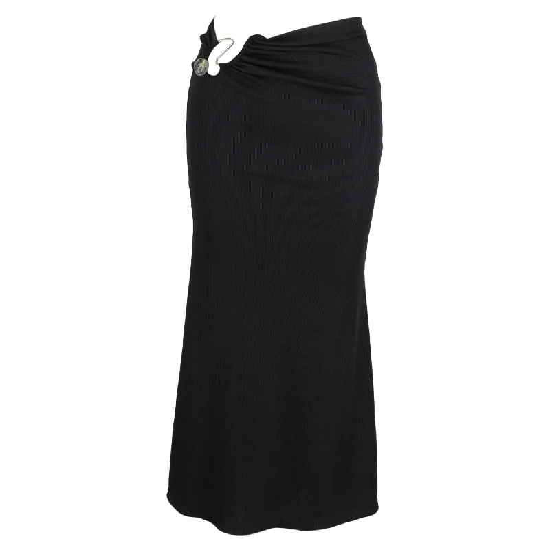 ruche flare skirts -Christian Esber Embellished Cutout Jersey Maxi Skirt in Black Polyester