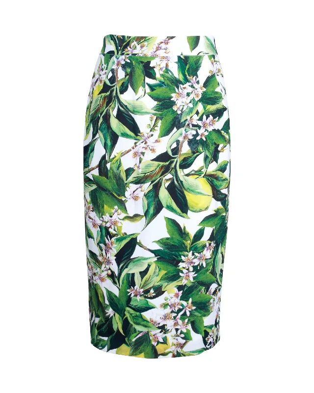 hazel glow skirts -Dolce & Gabbana Floral Midi Skirt in White Viscose