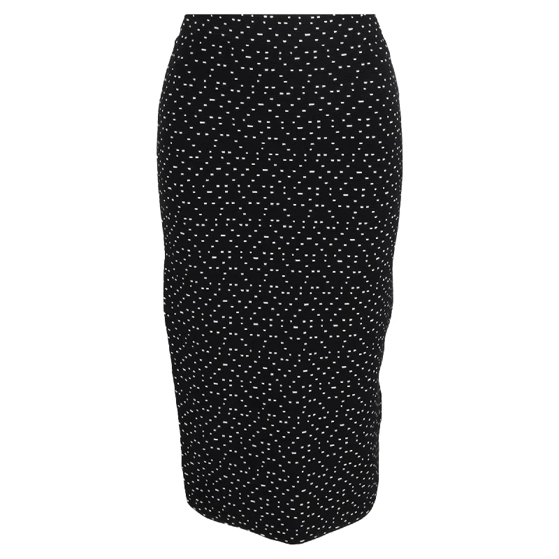 plum shine skirts -Emporio Armani Dot Printed Knee Length Pencil Skirt in Black Viscose