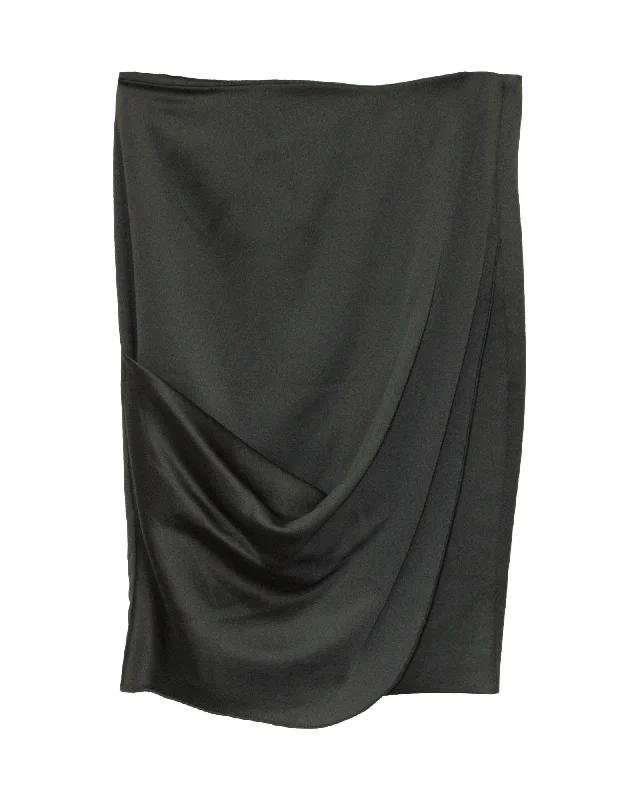 hemp breezy skirts -Emporio Armani Draped Pencil Skirt in Black Polyester