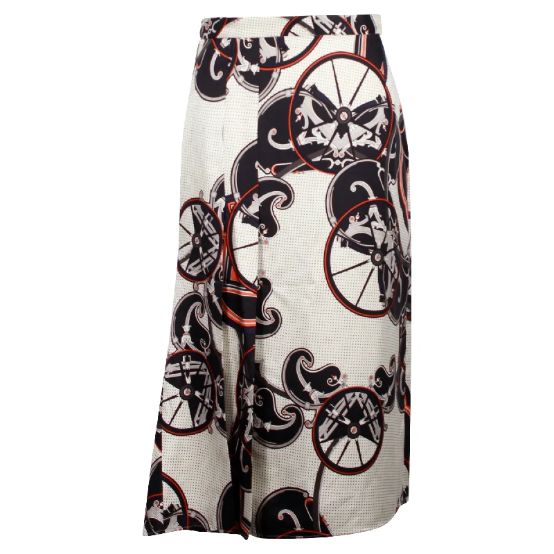 run cozy skirts -Hermes Printed Midi Skirt in Cream Silk