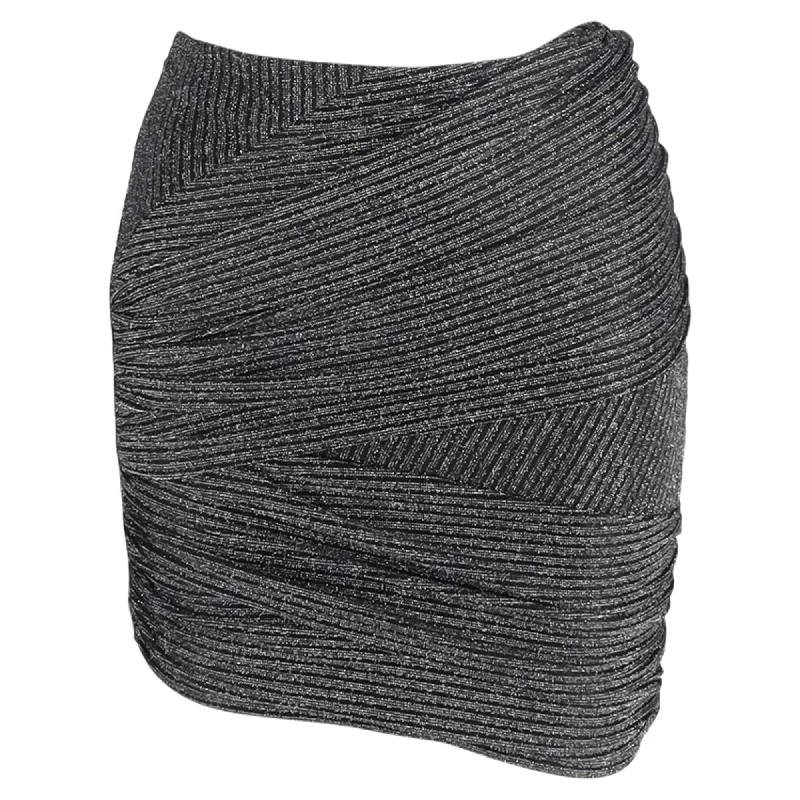 ruby cozy skirts -Iro Brendal Wrap-Effect Lamé Mini Skirt In Silver Nylon