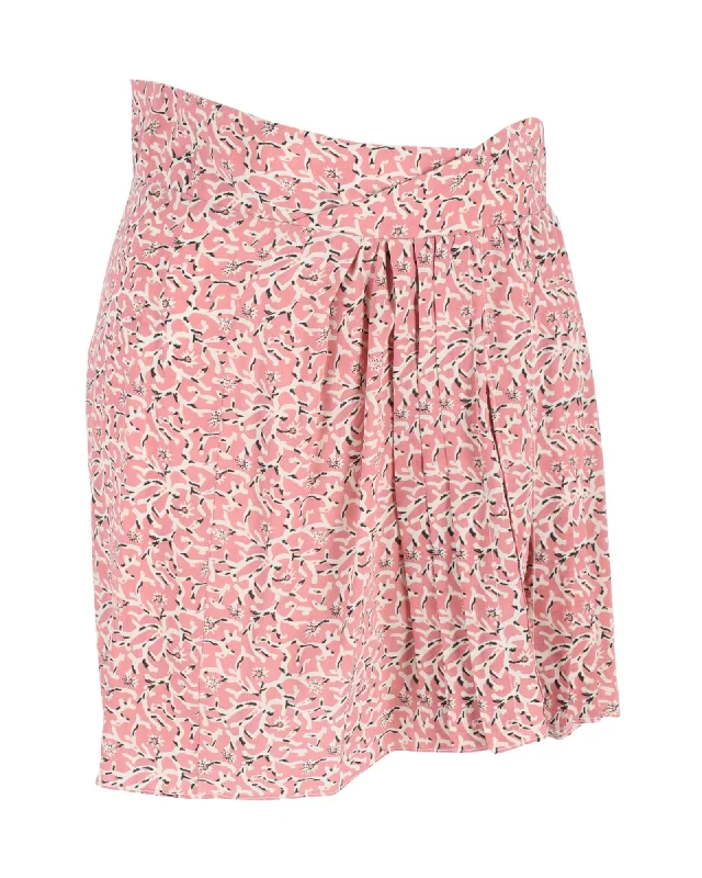 long pop skirts -Isabel Marant Pleated Mini Skirt in Pink Silk