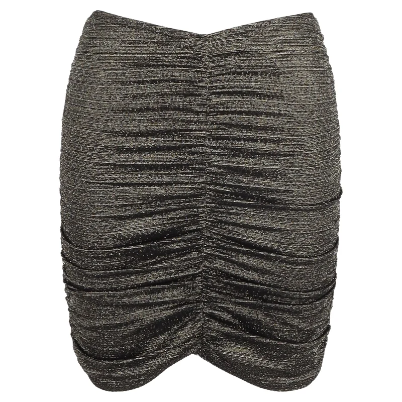 ruby cozy skirts -Lisa Marie Fernandez Ruched Mini Skirt in Metallic Black Nylon