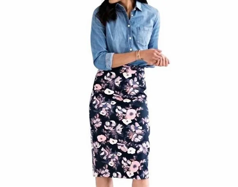 wide gym skirts -Midi Pencil Skirt In Watercolor