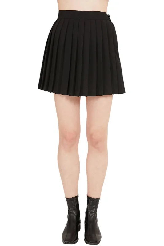 orchid vivid skirts -Pleated Knit Skirt In Black