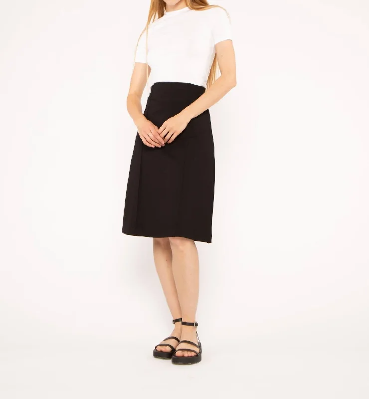 ecru shine skirts -Ponte Knit A-Line Skirt In Black